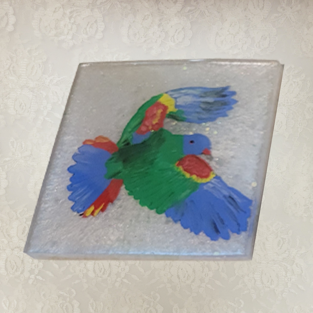 Bird Coasters, Hand-Painted and Holder
