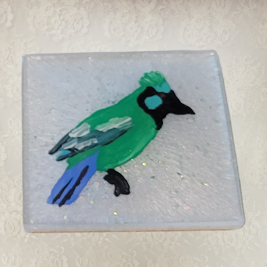 Bird Coasters, Hand-Painted and Holder