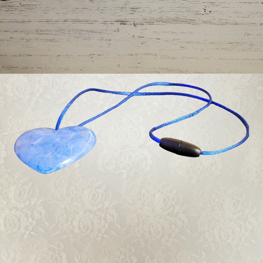 Valentine Heart Necklaces, Blue, Green, With Blue/Green Silk cords