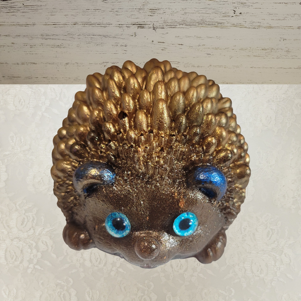Hedgehog Figurine – Brown and Gold