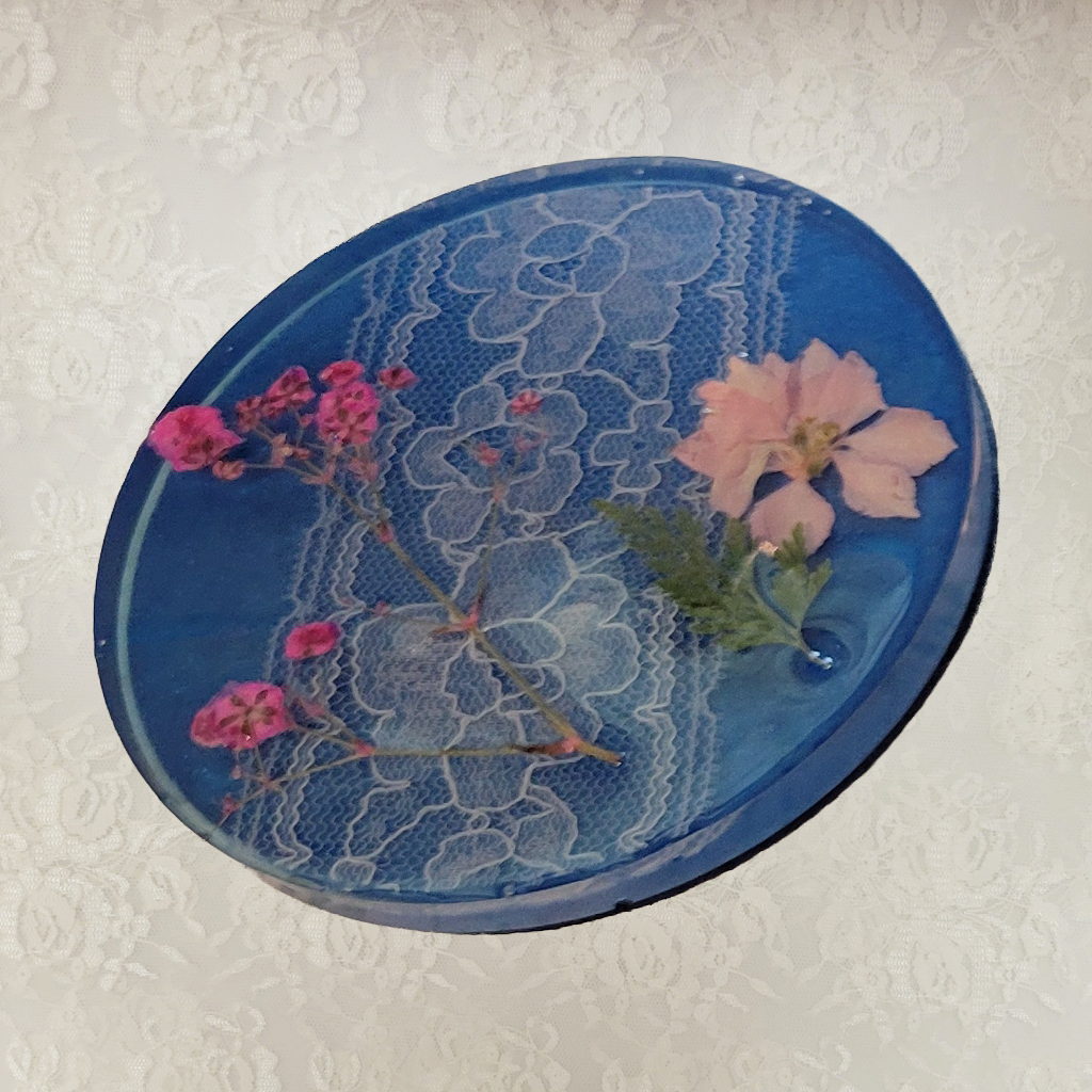 Lace and Flower Coasters and Holder