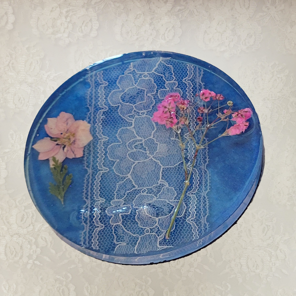 Lace and Flower Coasters and Holder