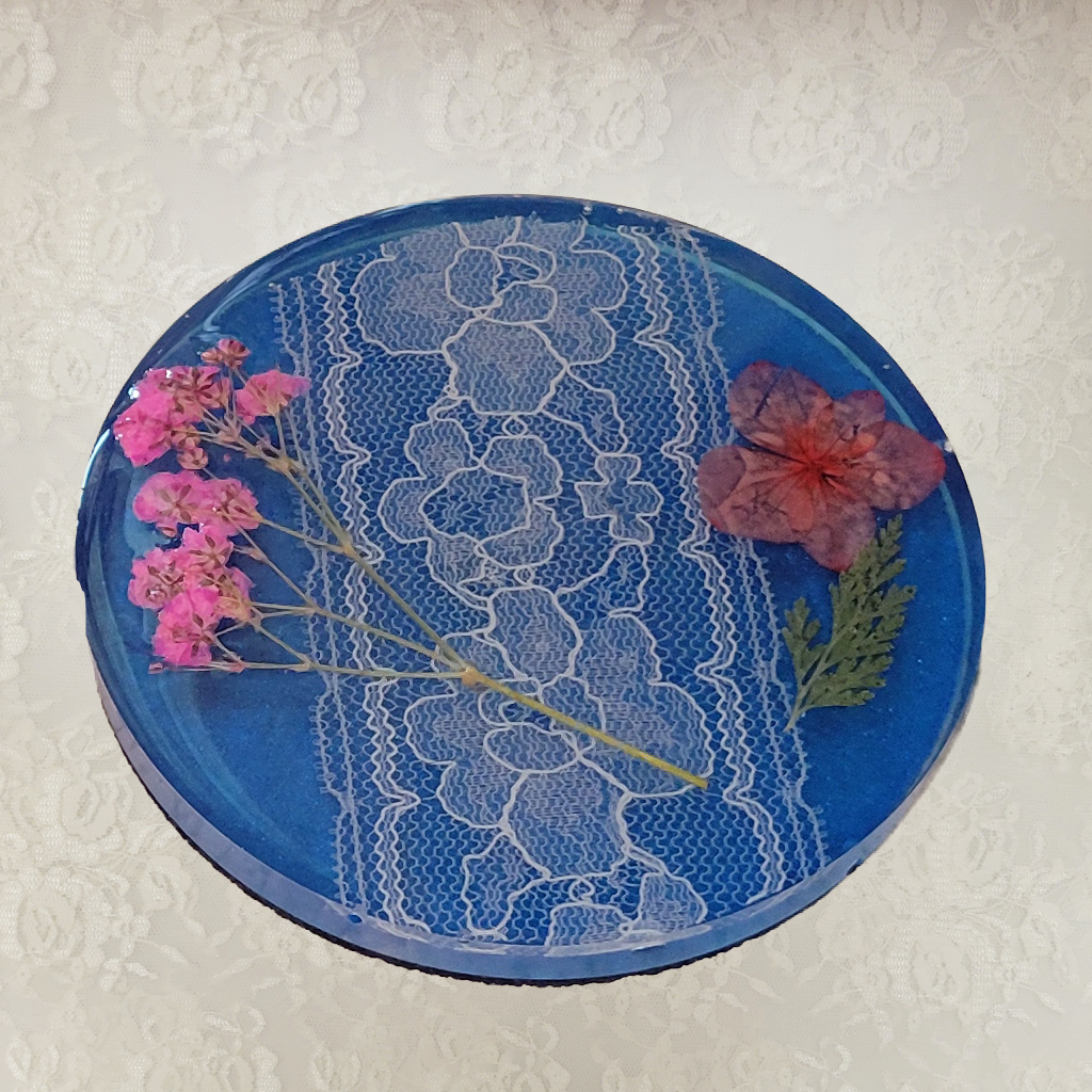 Lace and Flower Coasters and Holder