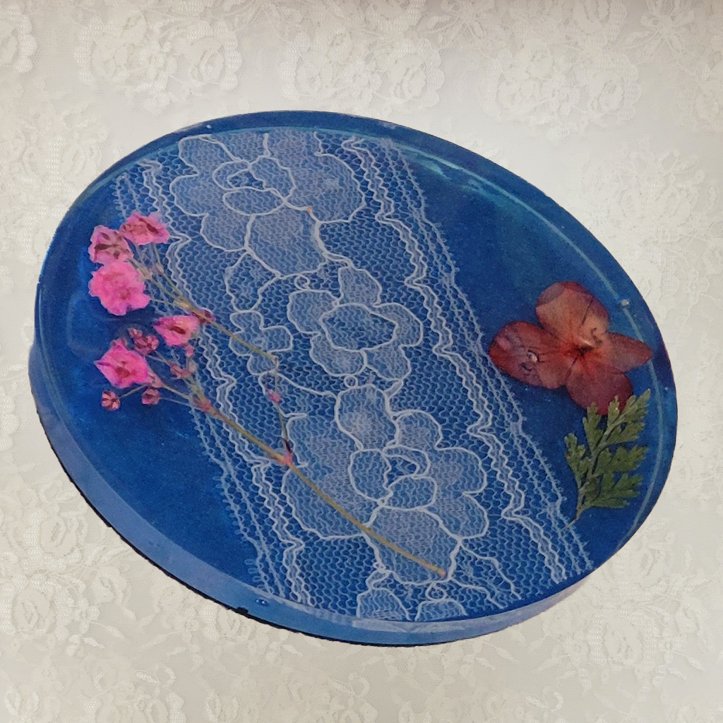 Lace and Flower Coasters and Holder