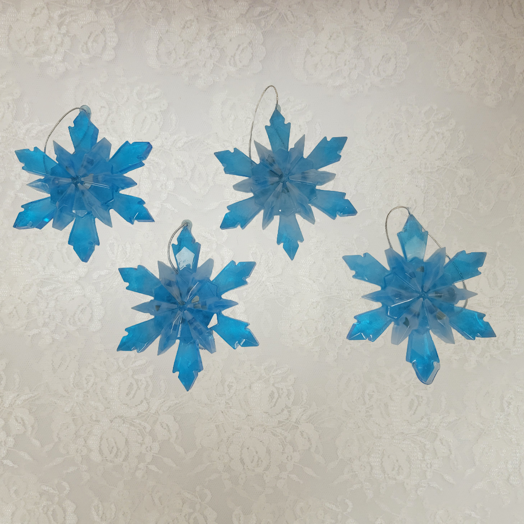 Smoky Light Blue Star Ornaments, 4 Pack
