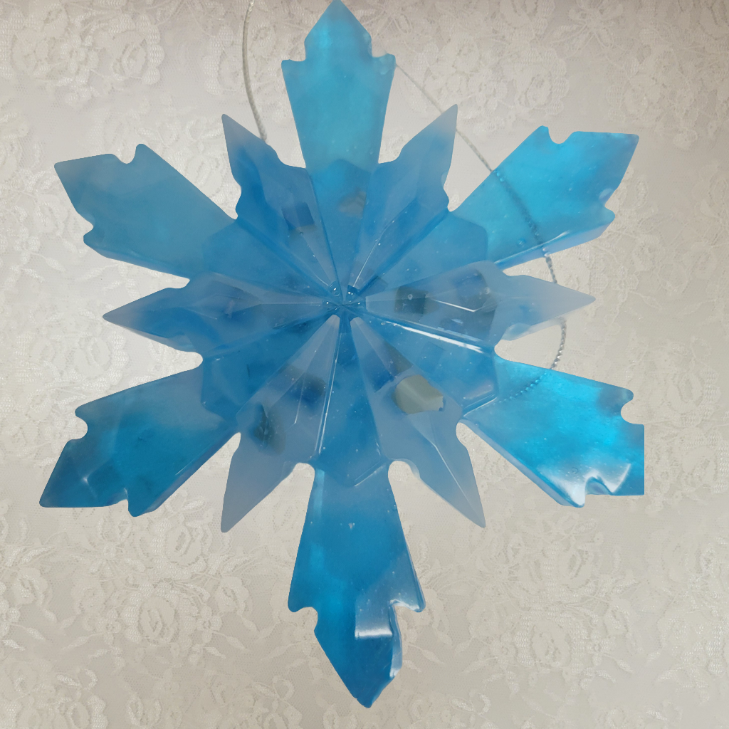 Smoky Light Blue Star Ornaments, 4 Pack