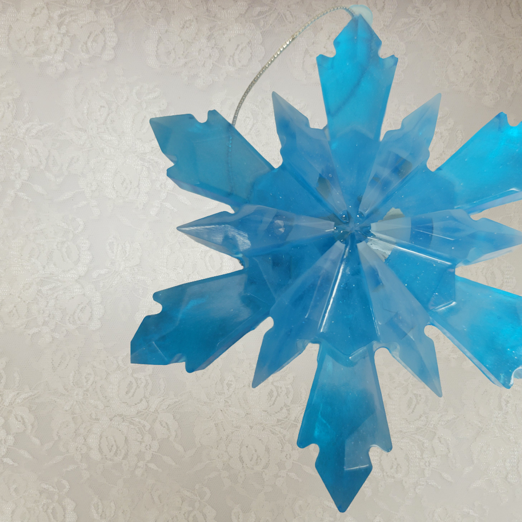 Smoky Light Blue Star Ornaments, 4 Pack