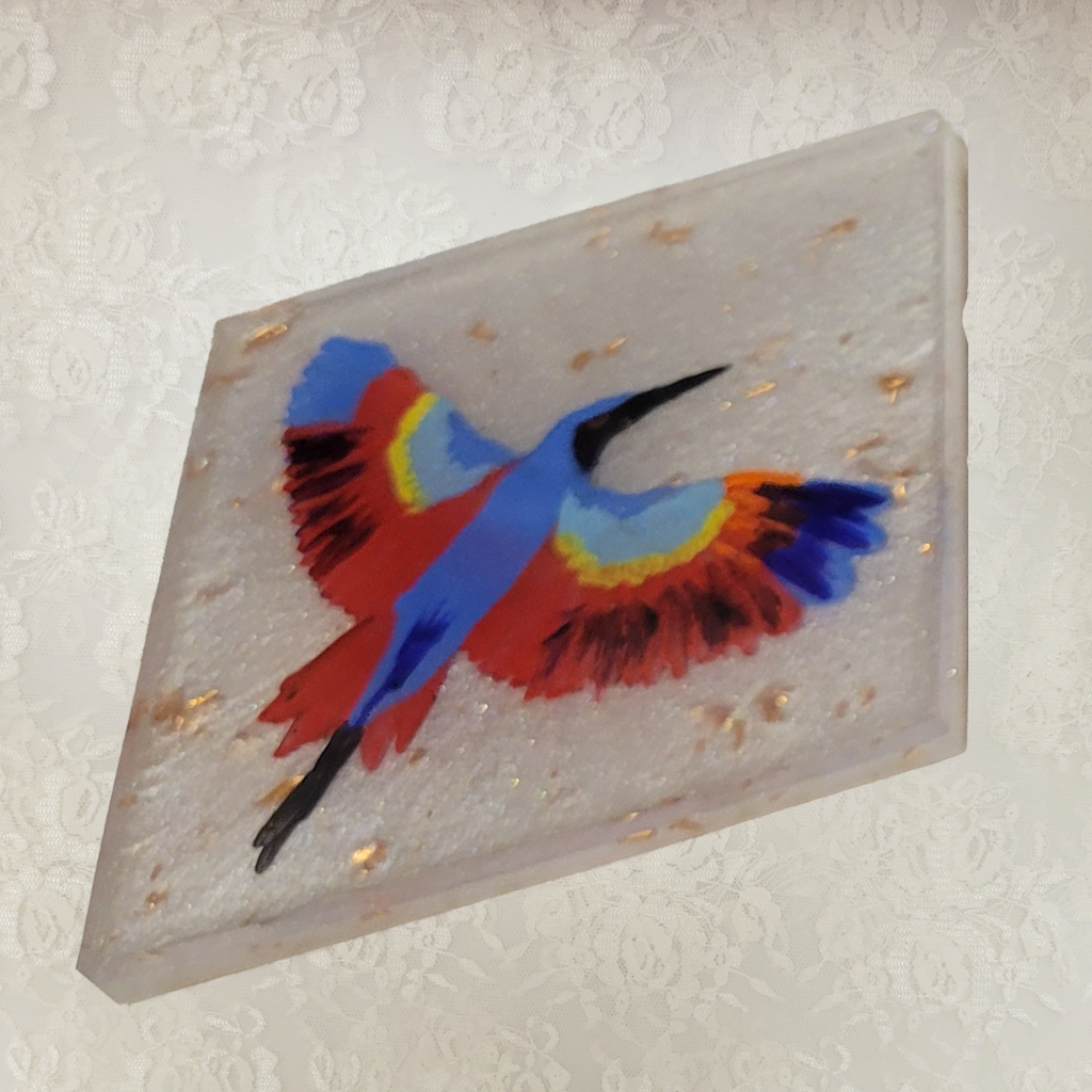 Bird Coasters, Hand-Painted and Holder