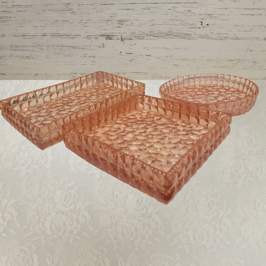 Diamond Patterned Trays, 3 Pack