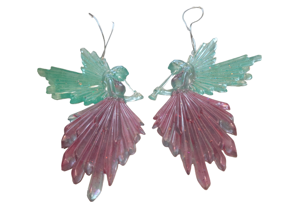 Angels Blowing Horns, 2 Pack Ornaments
