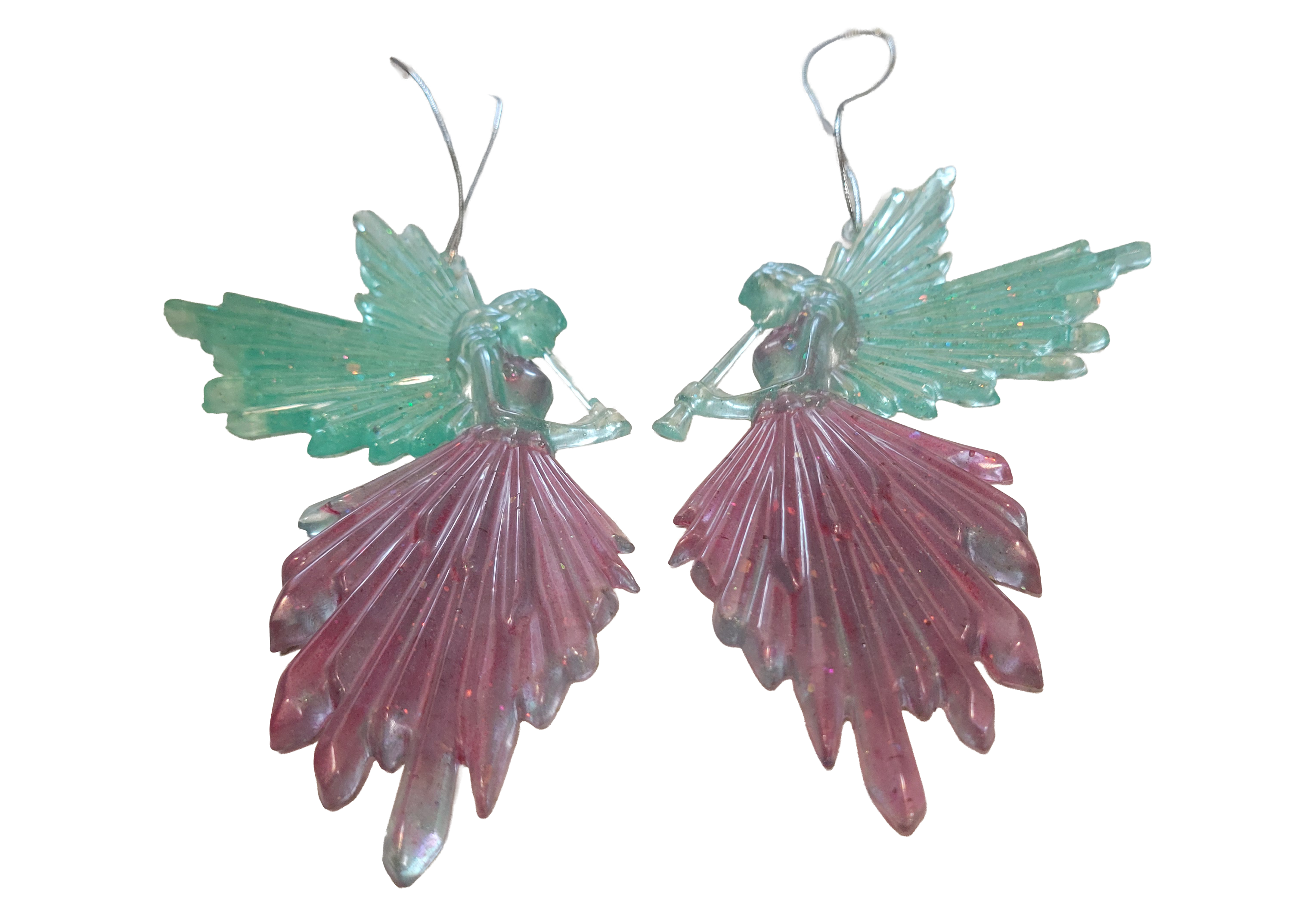 Angels Blowing Horns, 2 Pack Ornaments