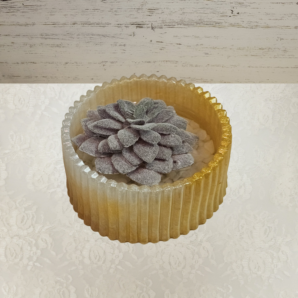 Planter – Resin with Succulants and White Stones