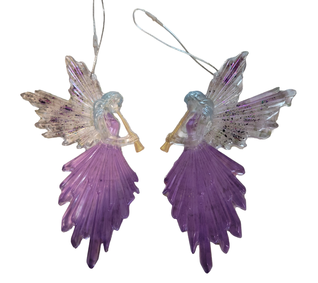 Angels Blowing Horns, 2 Pack Ornaments