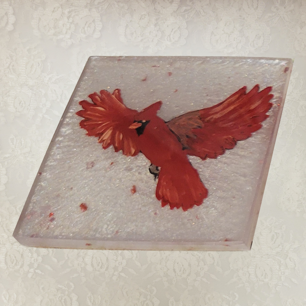 Bird Coasters, Hand-Painted and Holder