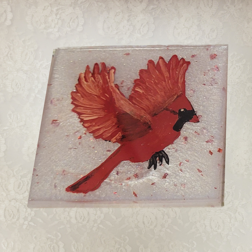 Bird Coasters, Hand-Painted and Holder