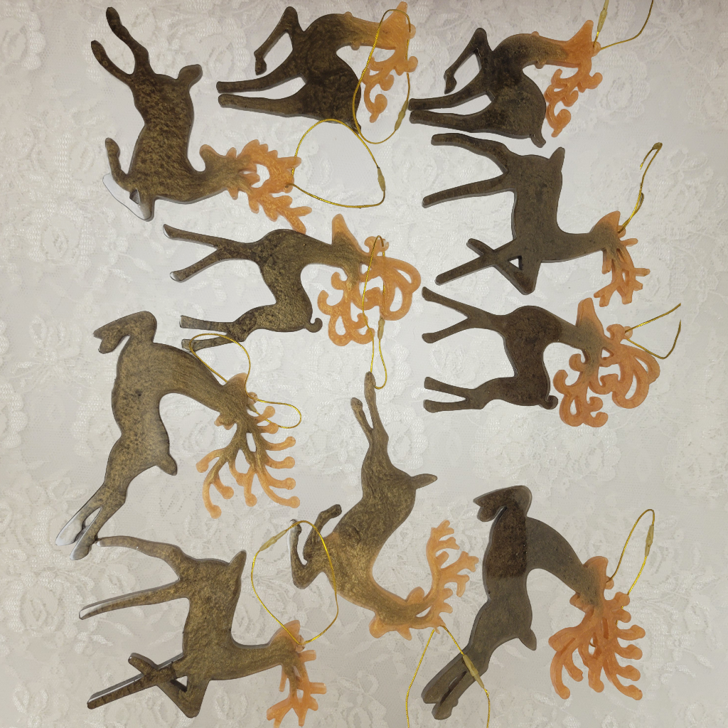 Reindeer Ornaments, 6 Styles, 10 Pack