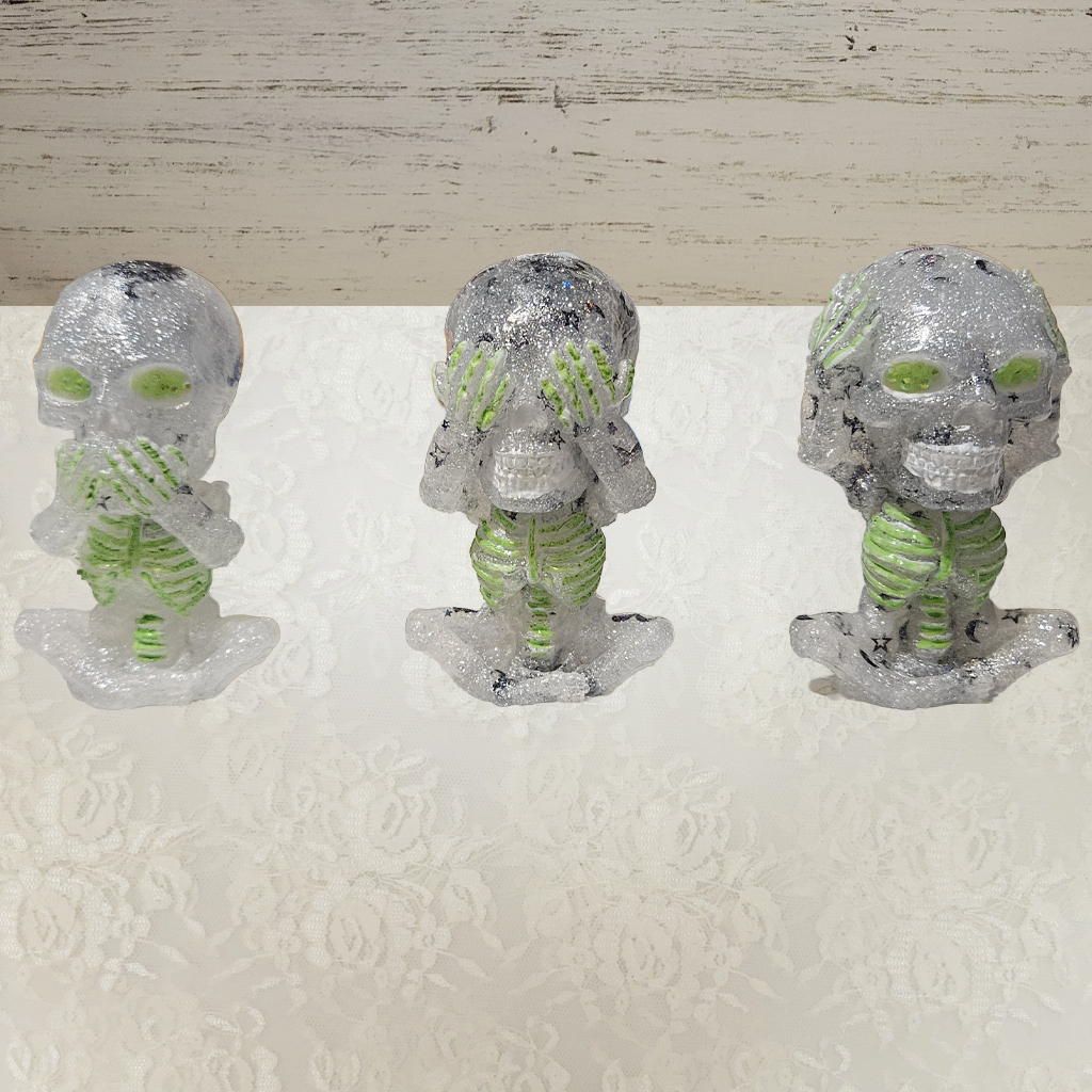 Sitting Skeletons, See, Speak and Hear No Evil Set