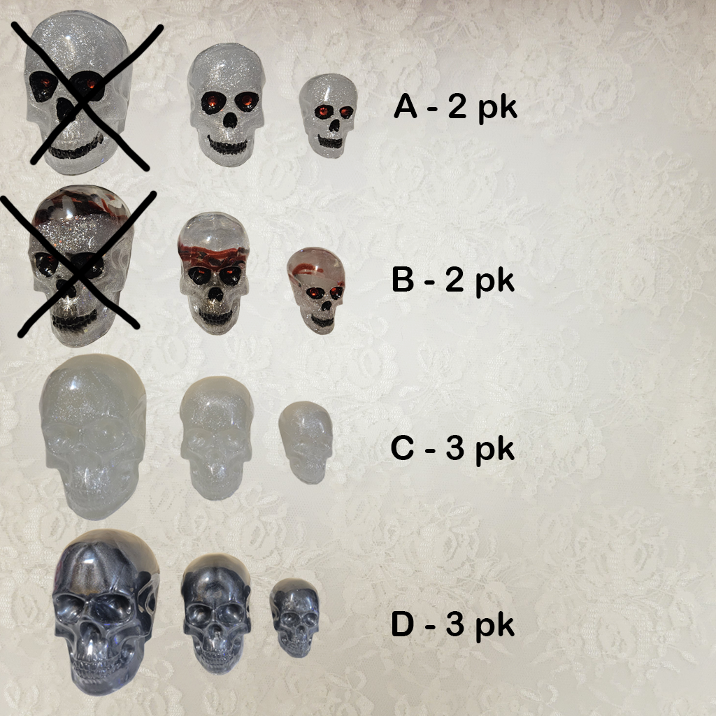 Skulls, 2-3 pk Resin