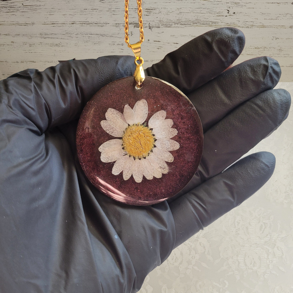 Brown Sunflower Necklace - Gold Chain