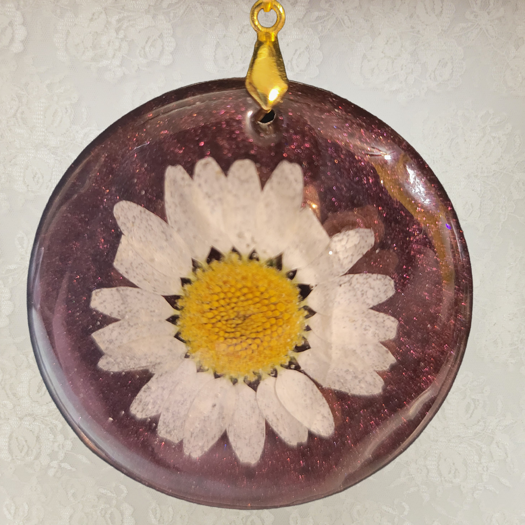 Brown Sunflower Necklace - Gold Chain