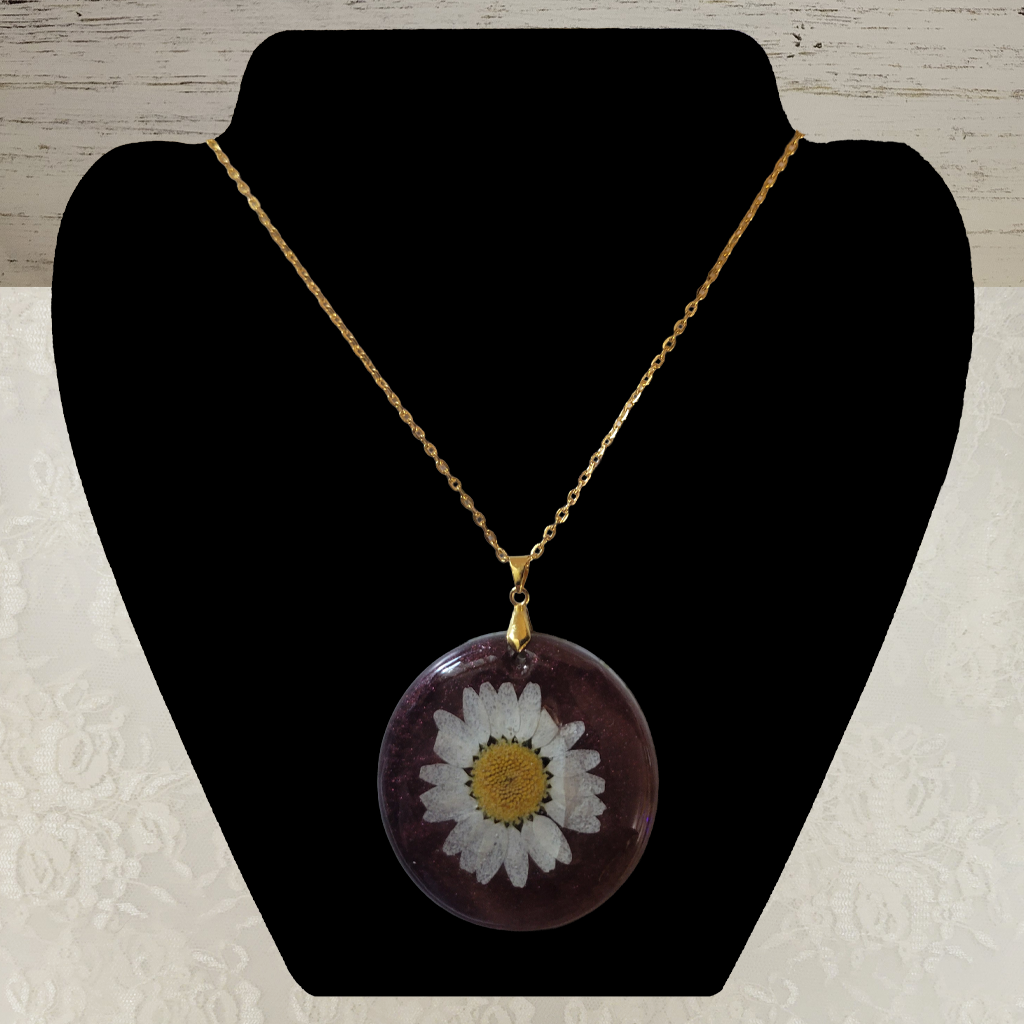 Brown Sunflower Necklace - Gold Chain