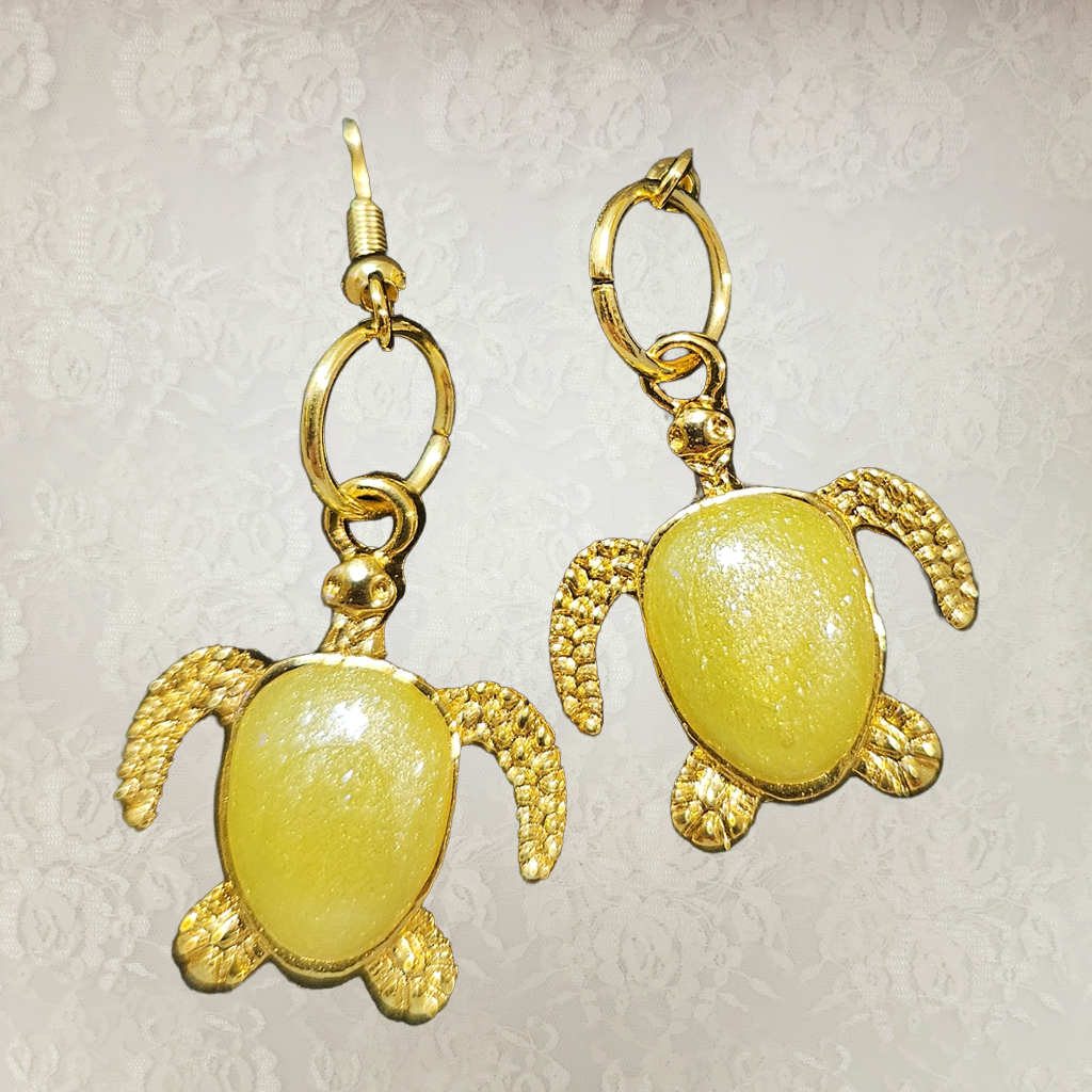 Turtle Gold Back Earrings