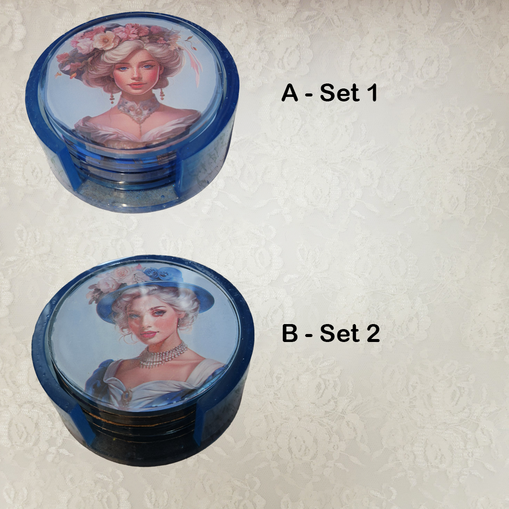 Victorian Ladies Coasters and Holder