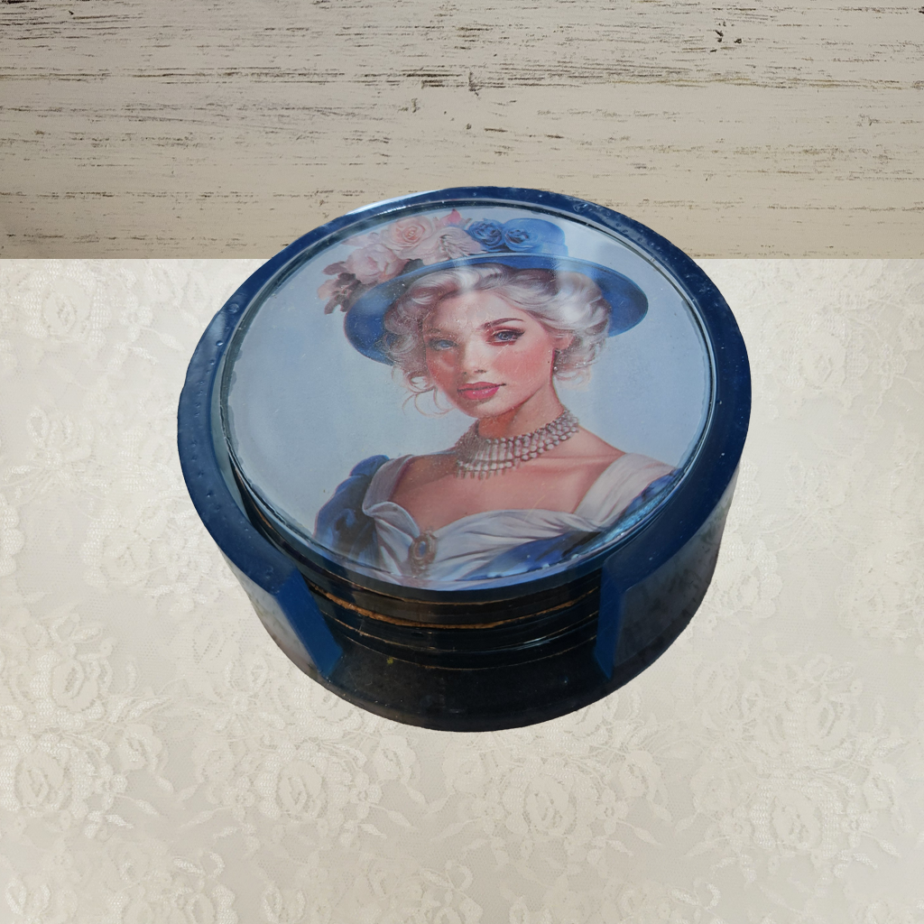 Victorian Ladies Coasters and Holder