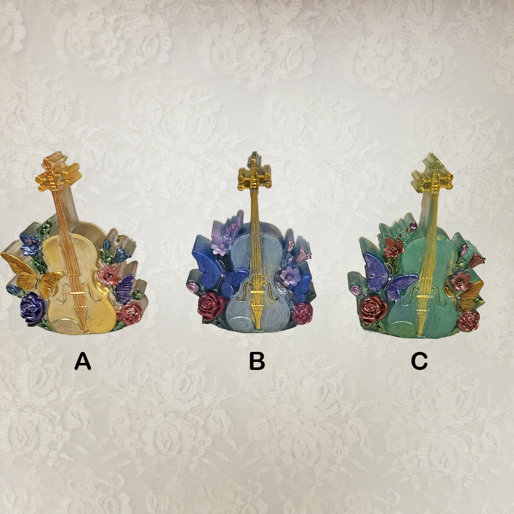 Violin With Flowers Paperweight