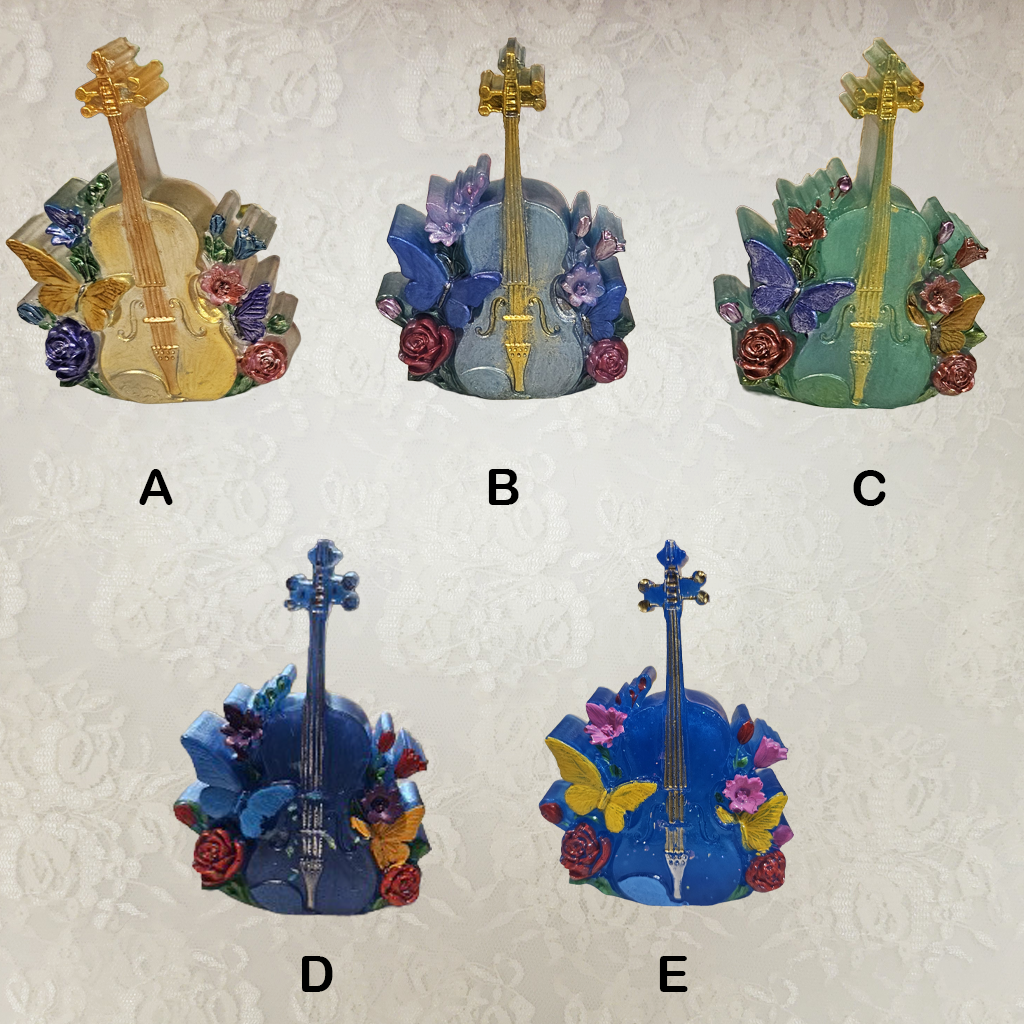 Violin With Flowers Paperweight